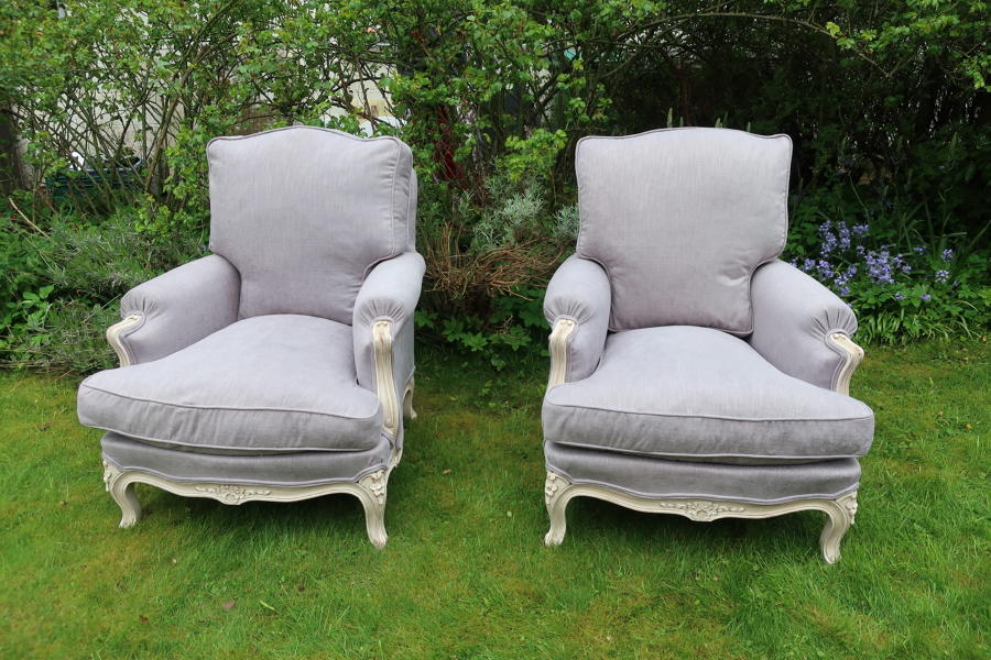 Pair of large bergere armchairs