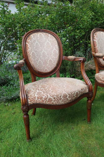 Pair of walnut armchairs