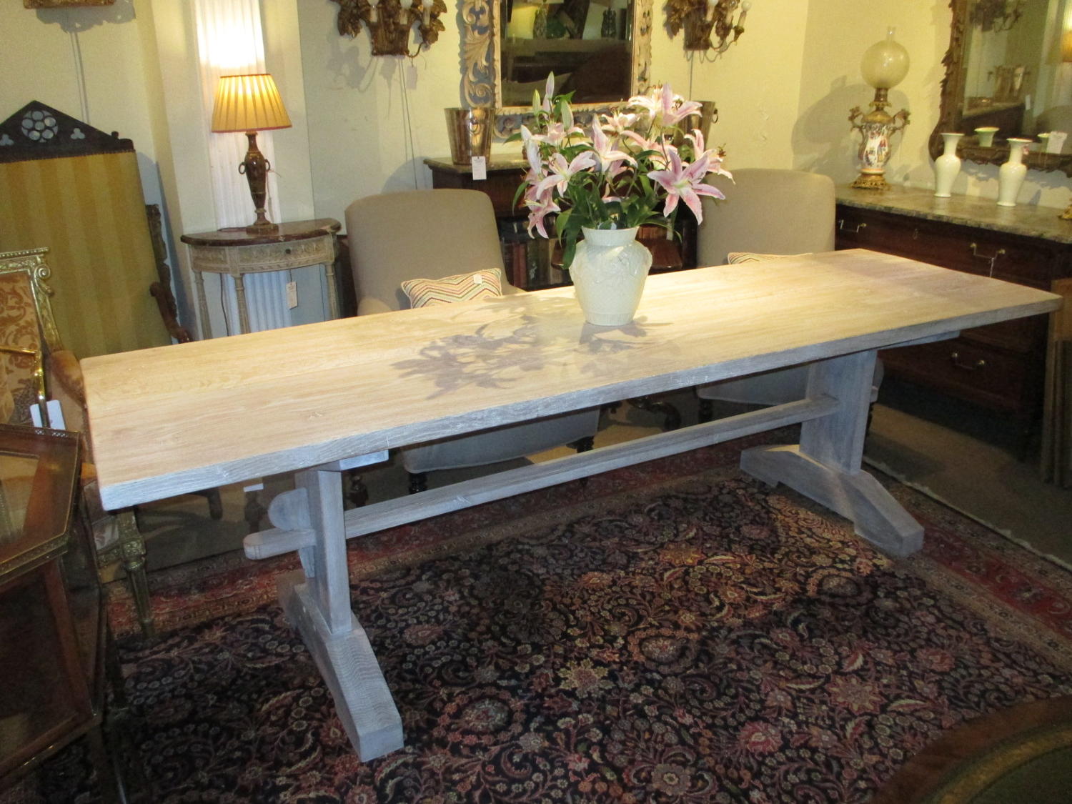 Large limed refectory table