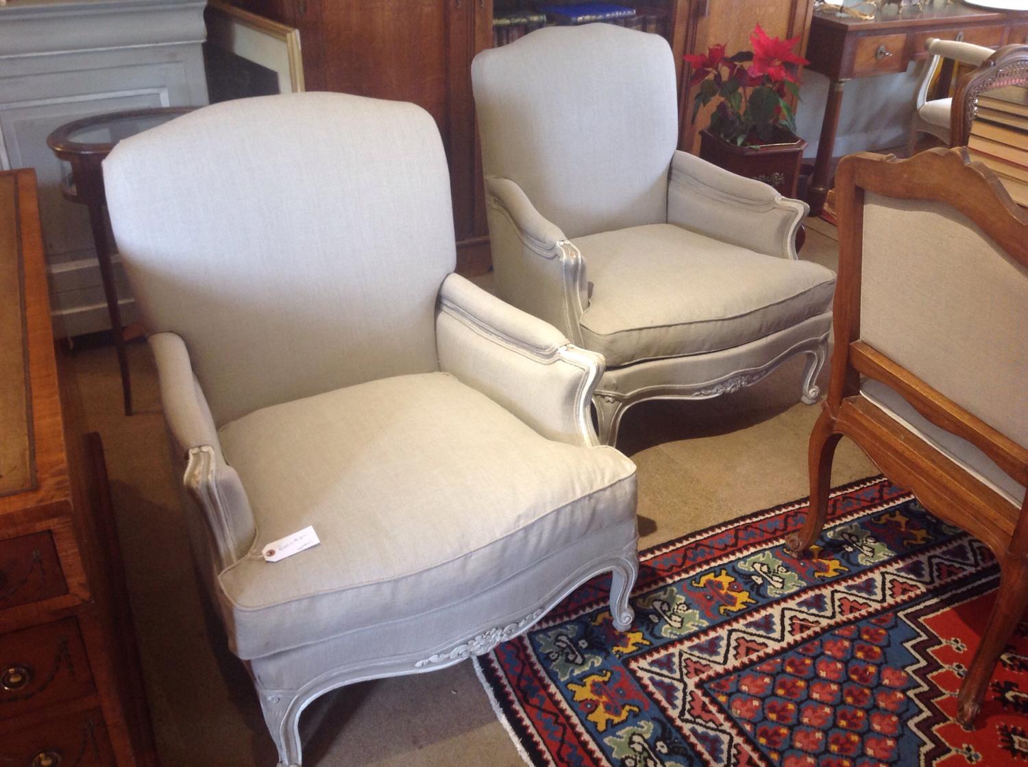 Pair of large bergere armchairs