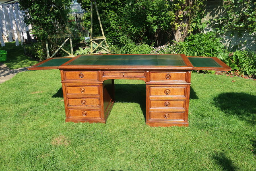 Large oak pedestal desk