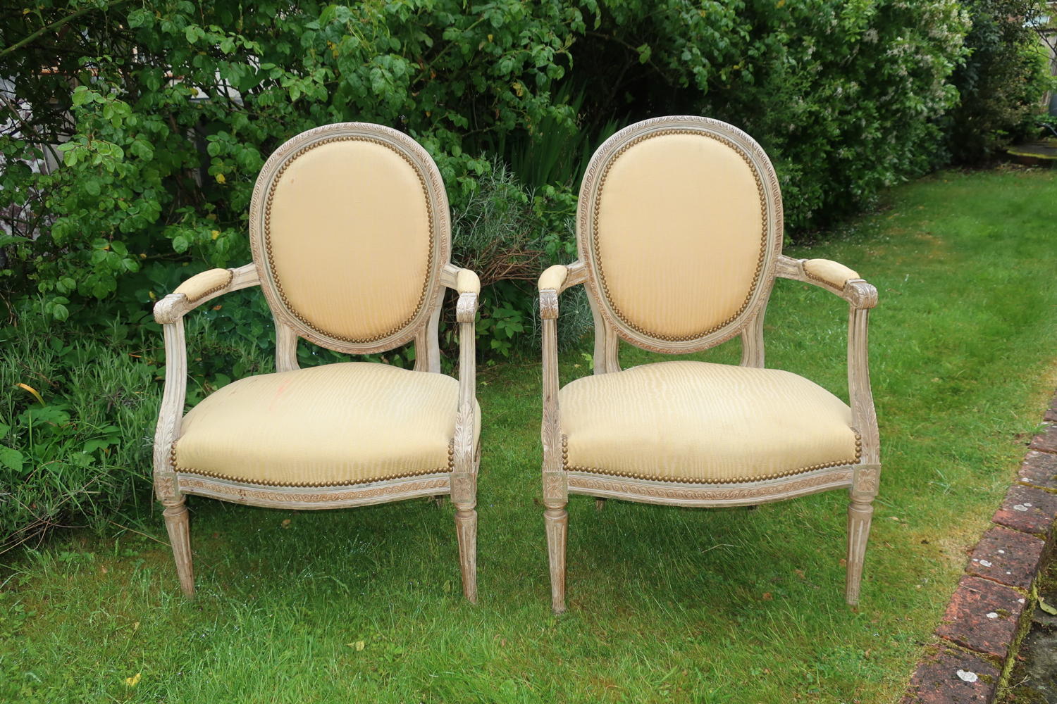 Pair of French painted armchairs
