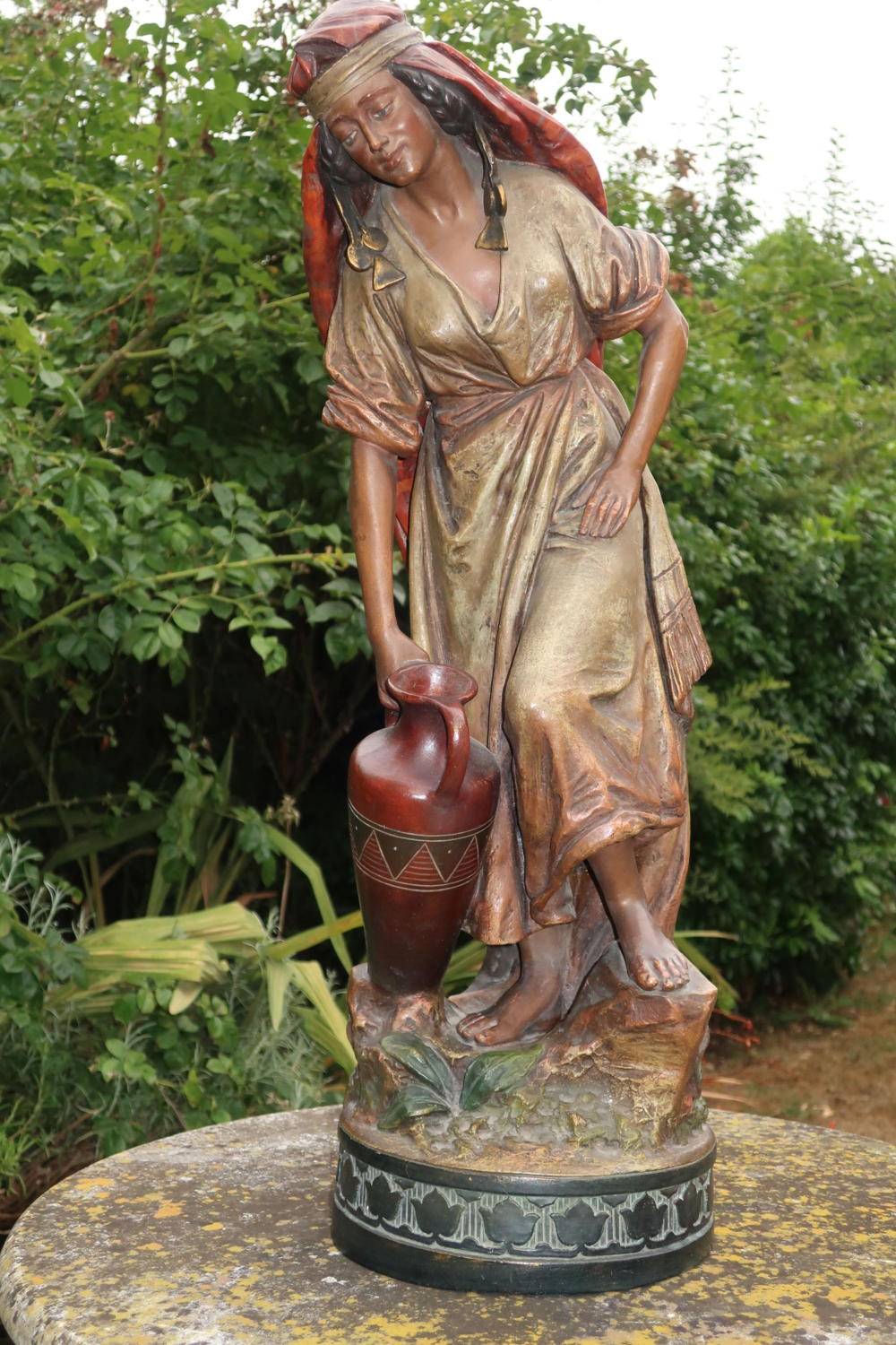Cold painted terracotta female figure