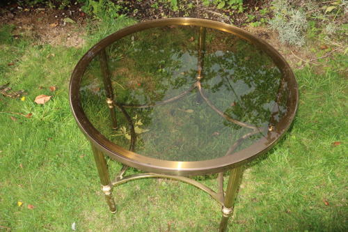 Mid 20th Century brass and smoked glass coffee table