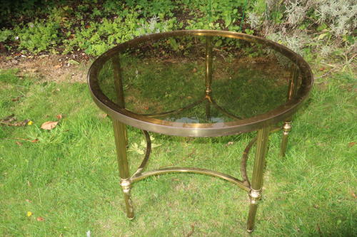 Mid 20th Century brass and smoked glass coffee table