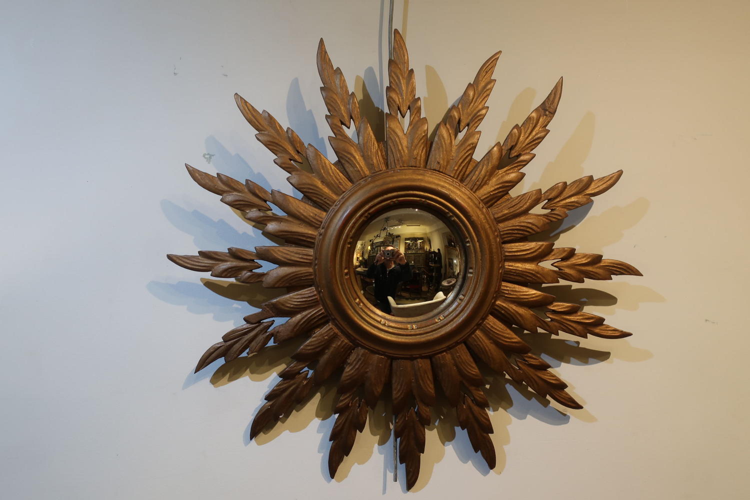 Wood and gilt sunburst mirror