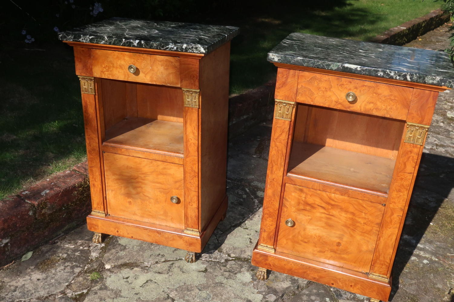 Pair of figured ash bedside tables