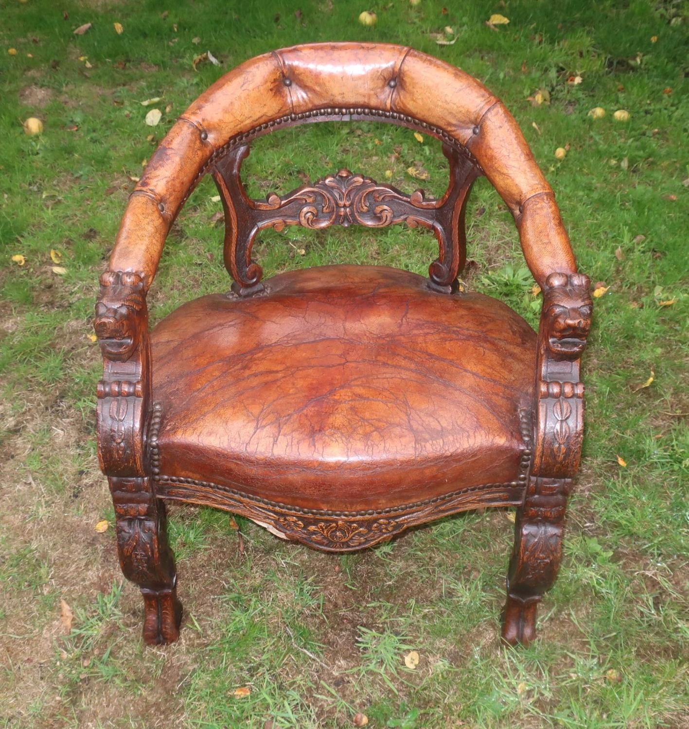 French Oak and Leather desk chair