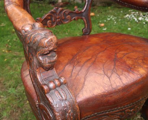 French Oak and Leather desk chair