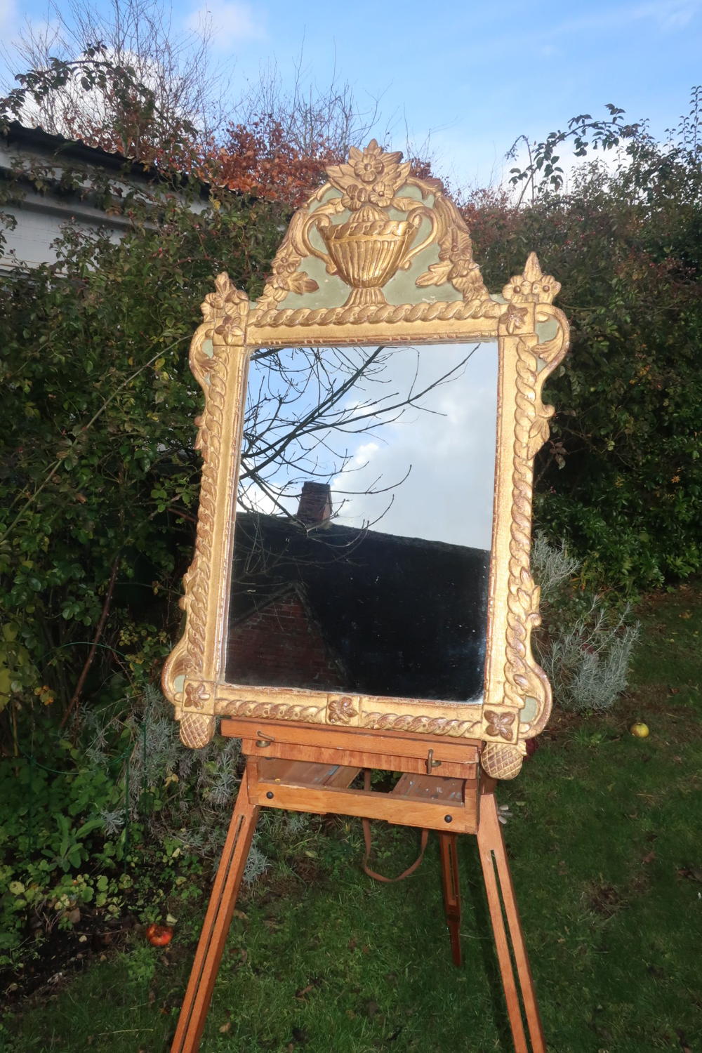 Louis XVI Gilt and Painted Mirror