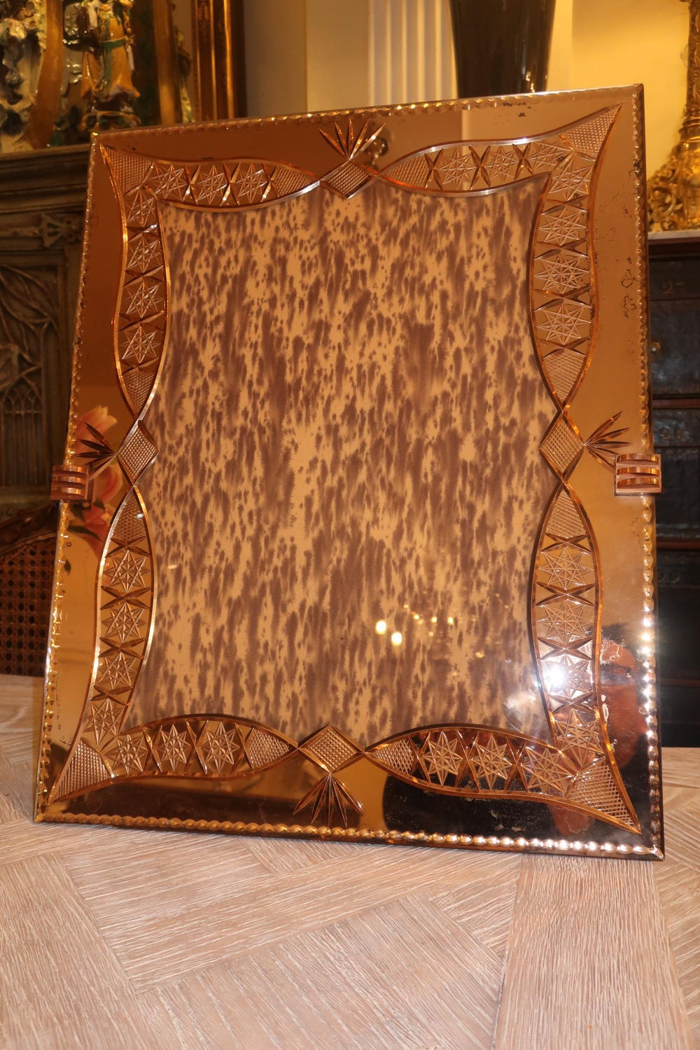 Large unusual Venitian mirrored frame