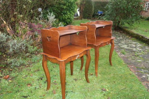Pair of walnut bedside tables