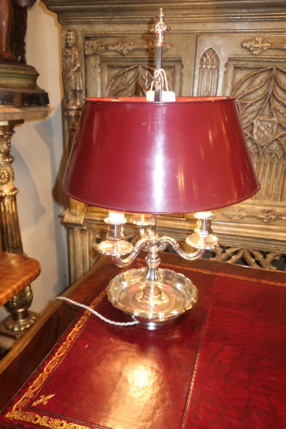 Silver plated bouillotte lamp