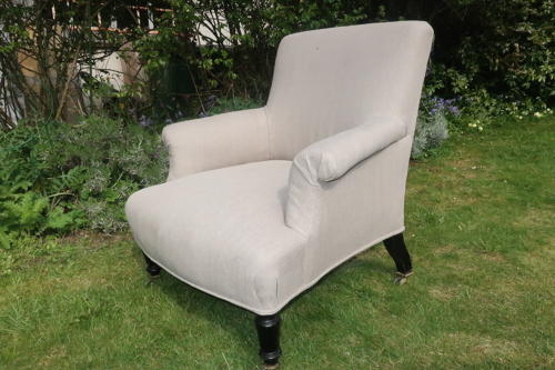 Single linen covered armchair