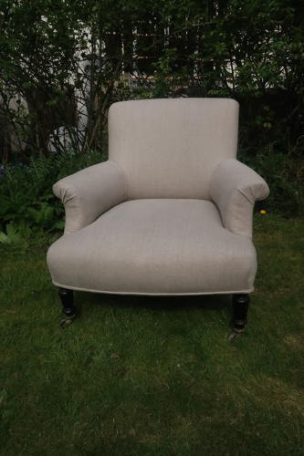 Single linen covered armchair