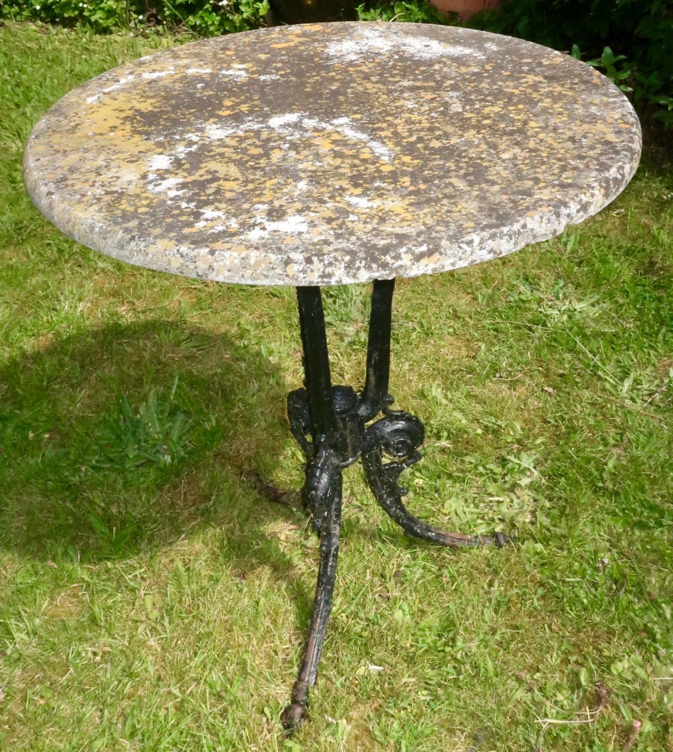 Wrought iron marble topped garden table