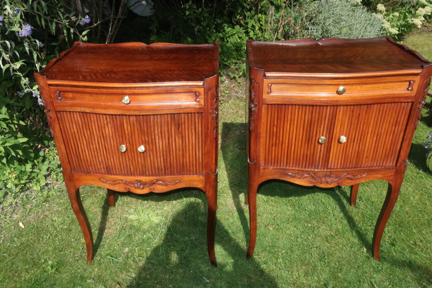 Pair of walnut bedside tables