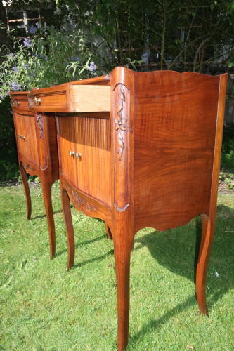 Pair of walnut bedside tables