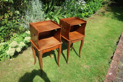 Pair of walnut bedside tables