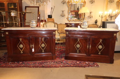 Pair of flame mahogany side cabinets