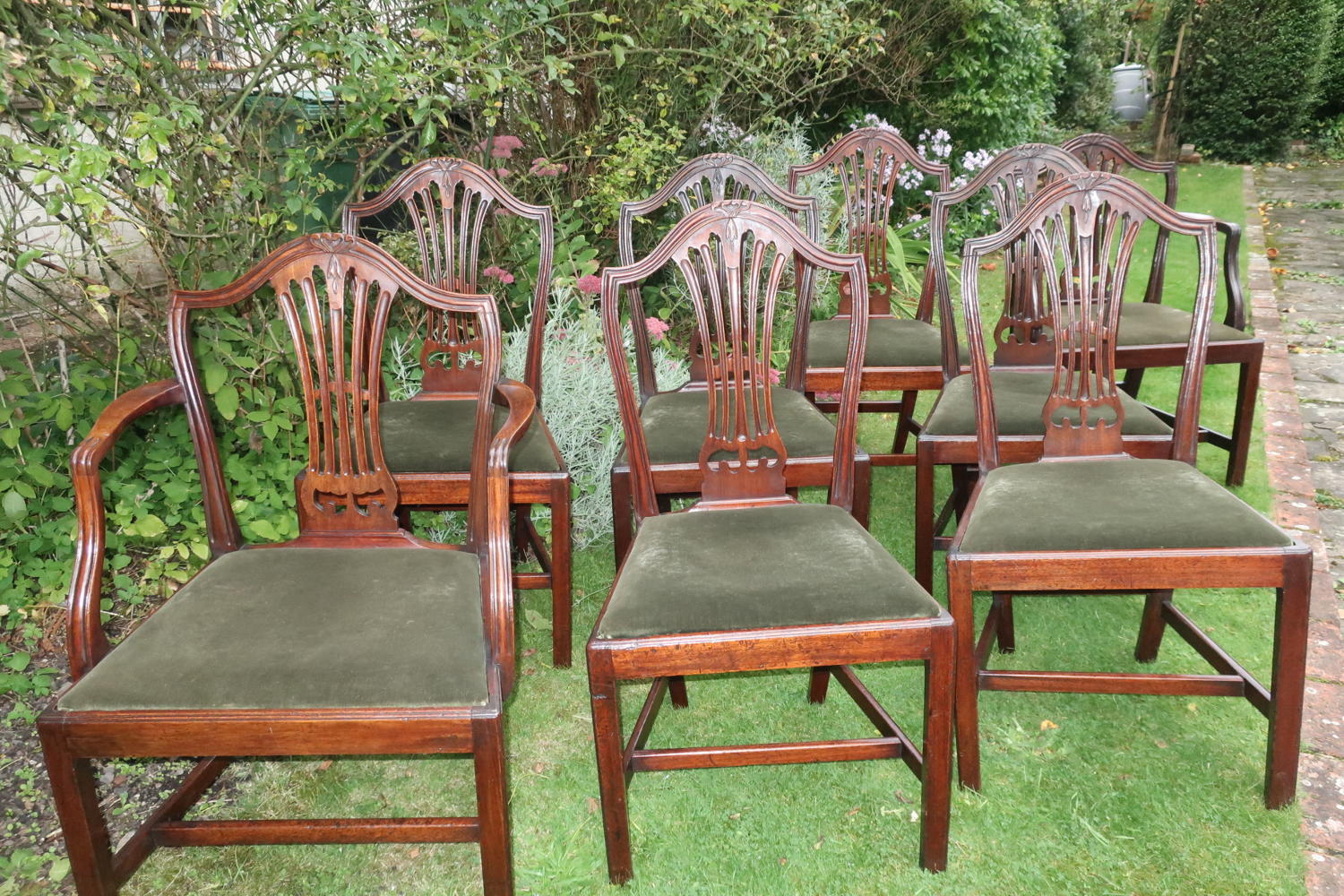 Set of eight mahogany dining chairs