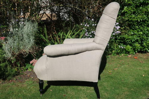 Pair of large button back armchairs