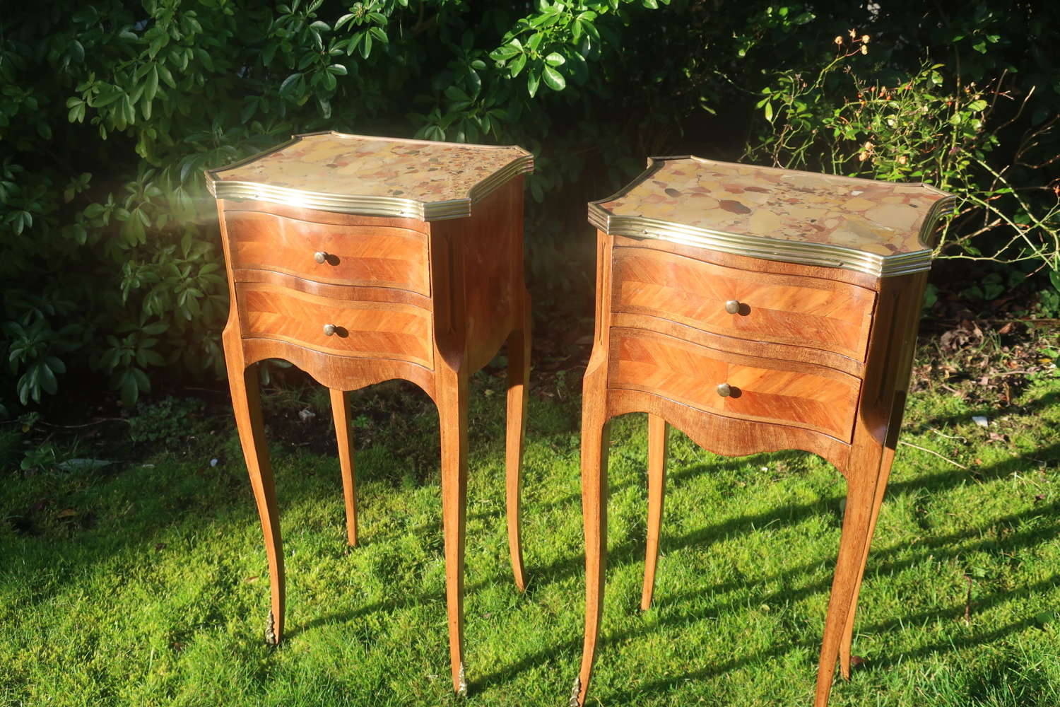 Pair of inlaid bedside tables