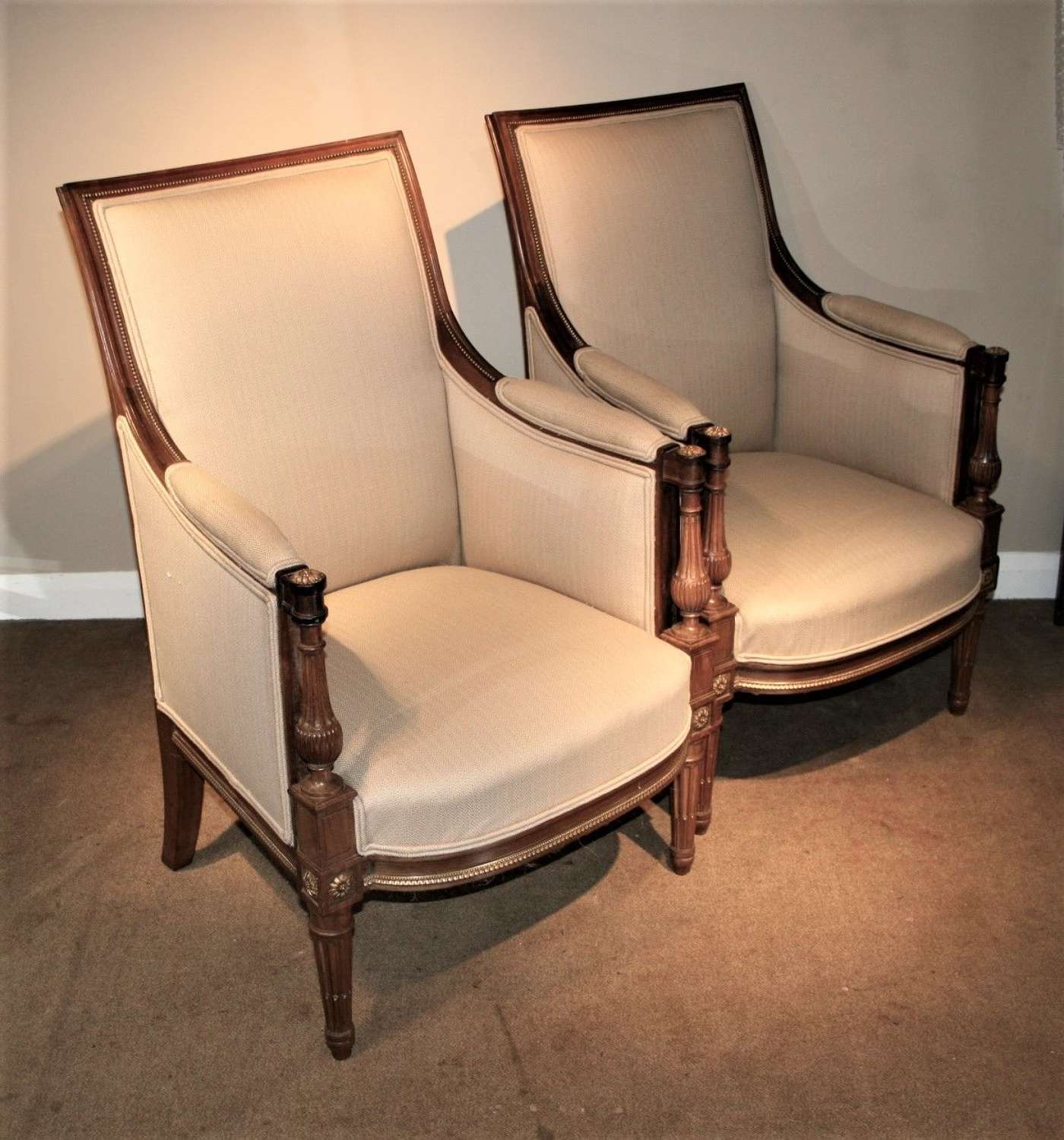 Pair of Empire style mahogany arm chairs