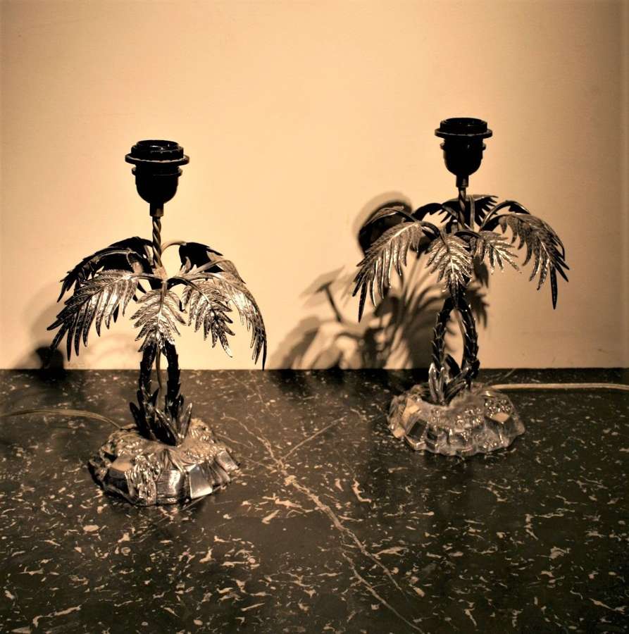A Pair of Silver Palm Tree Lamps