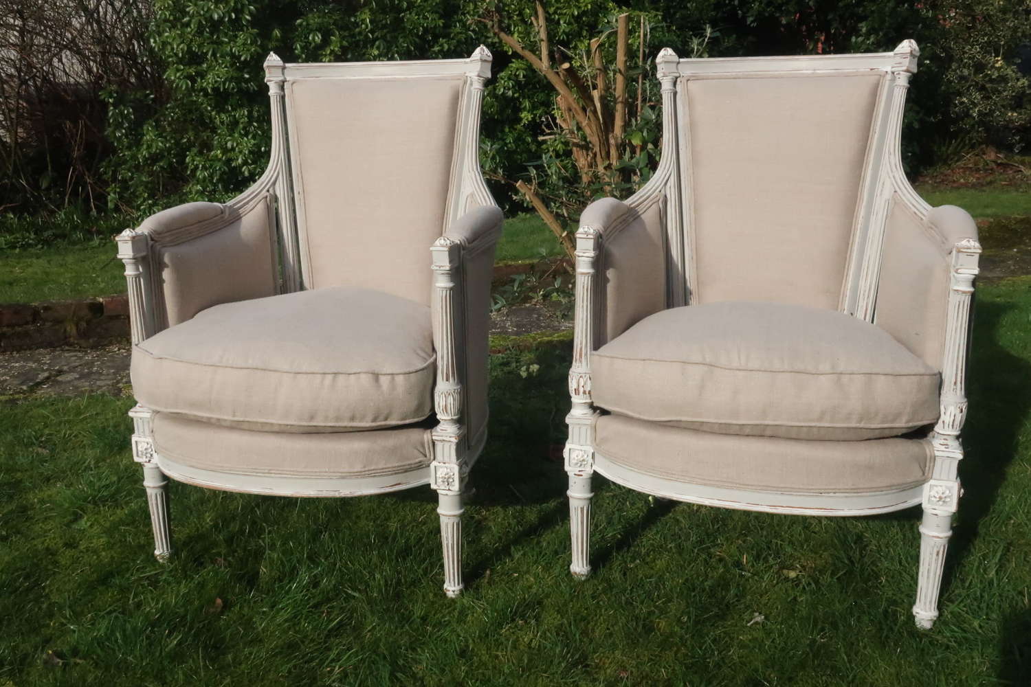 Pair of French painted armchairs