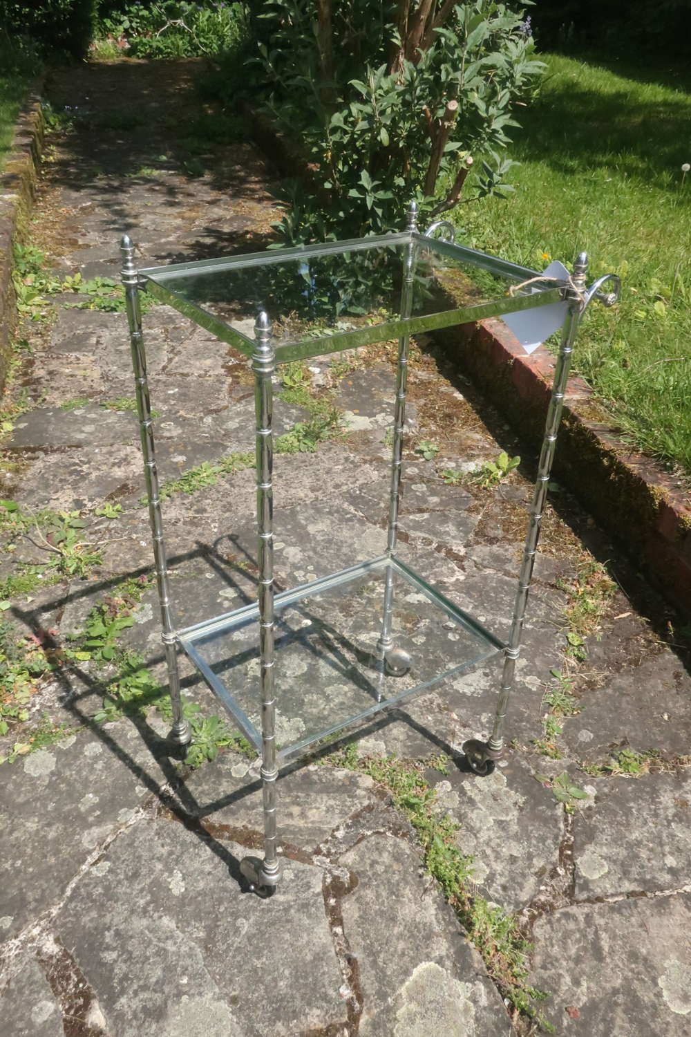 Small silver plate trolley or bar cart