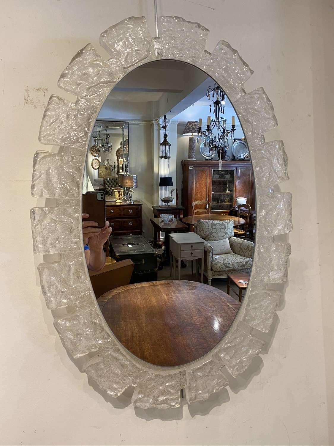 Oval lucite mid century mirror