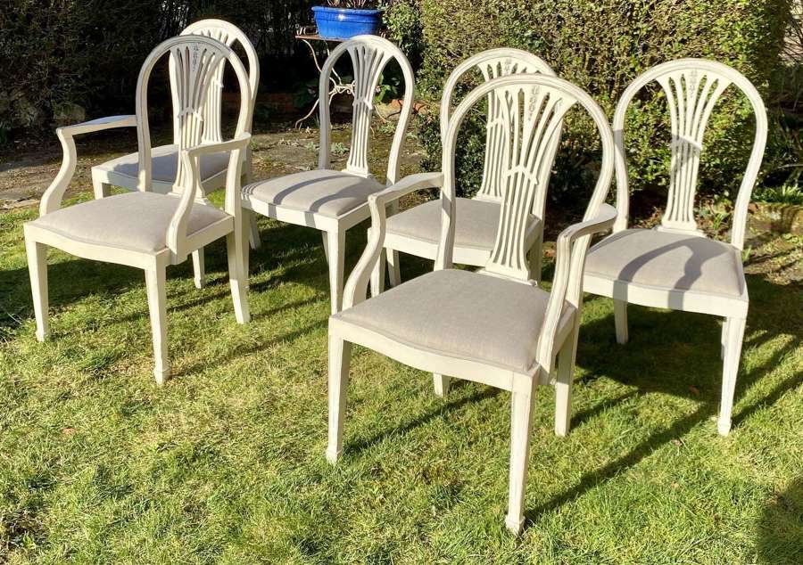 Set of six painted dining chairs