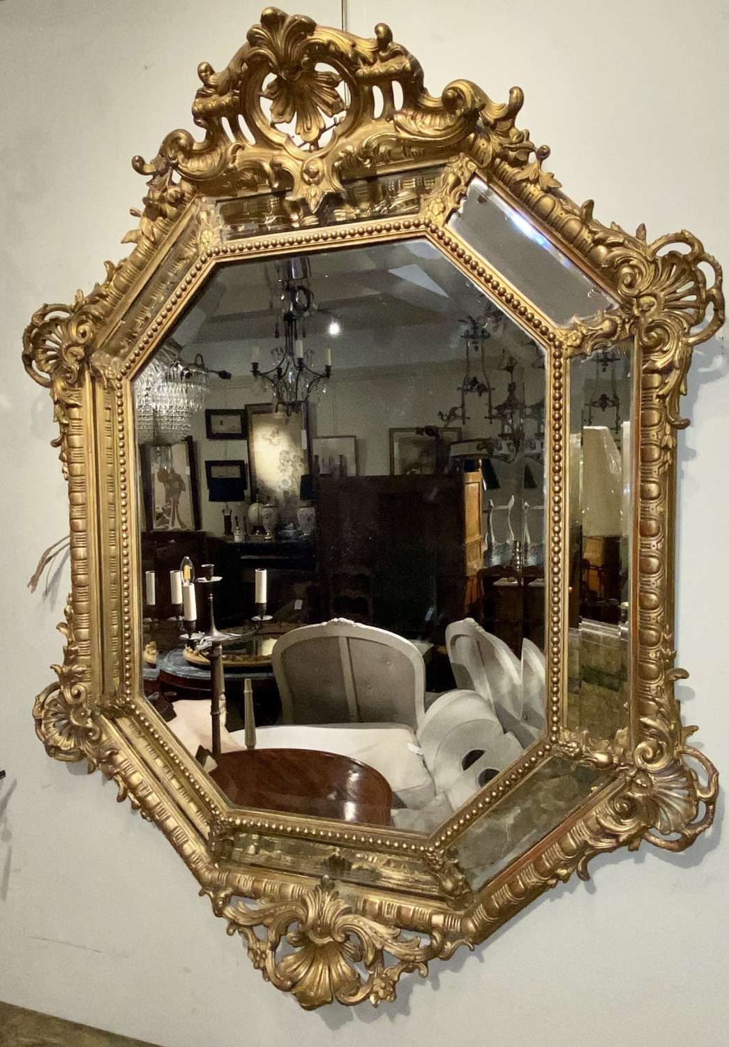 French gilt cushion mirror