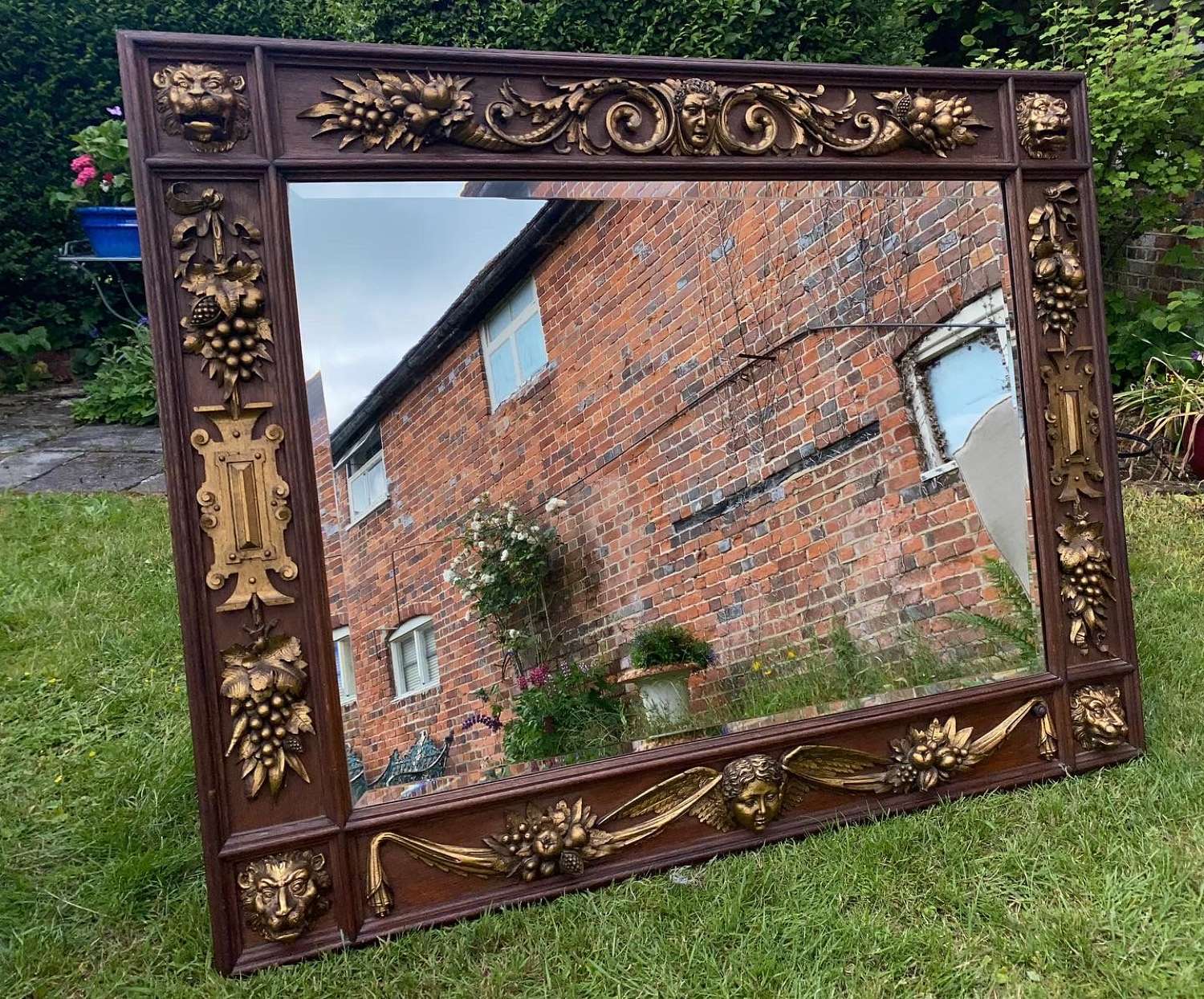 Large carved wood mirror