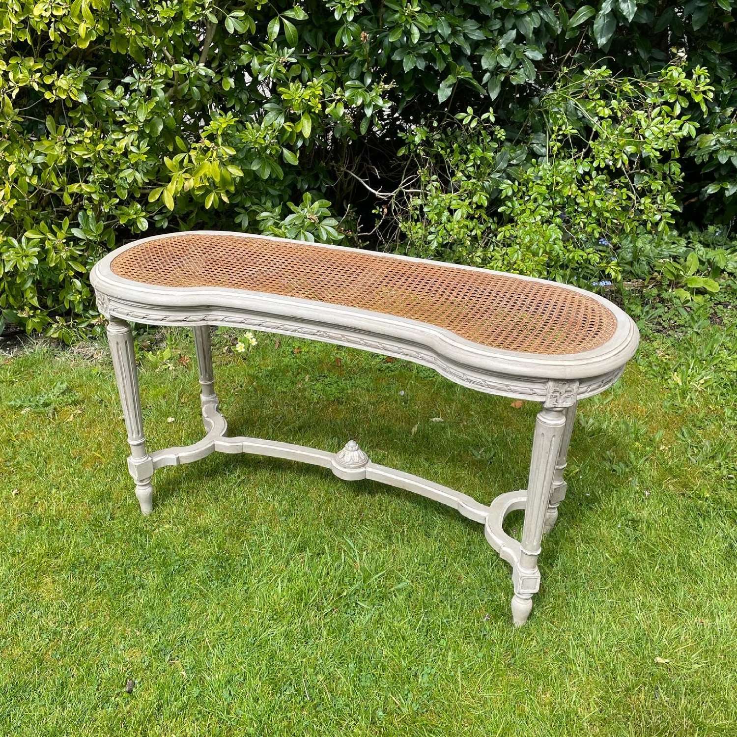 Pretty French Painted Caned Stool