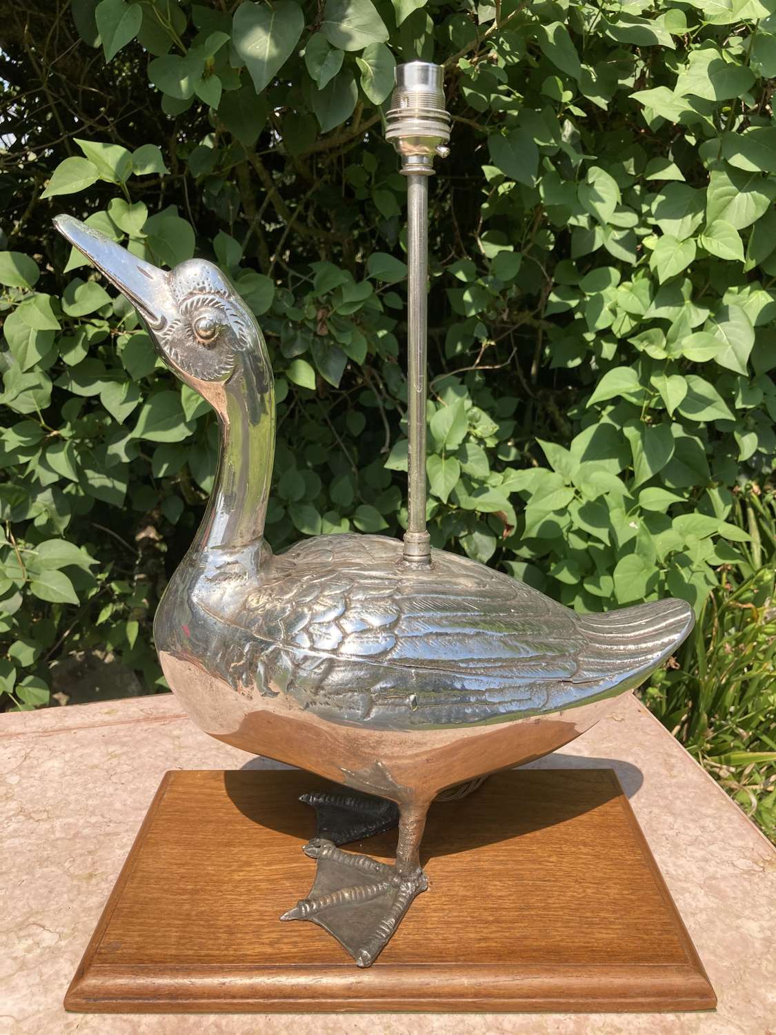 Mid Century Silver Plated Duck Lamp