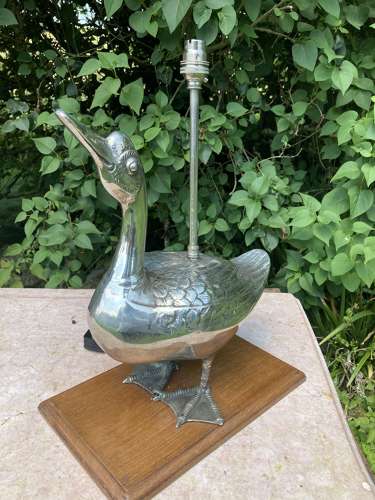 Mid Century Silver Plated Duck Lamp
