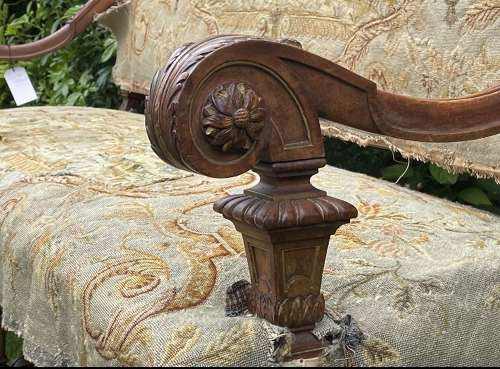 A Large Louis XIV Style Walnut Sofa