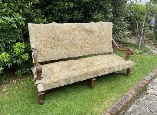 A Large Louis XIV Style Walnut Sofa