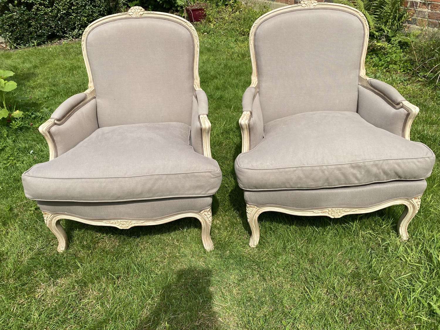 Pair of large Bergere armchairs