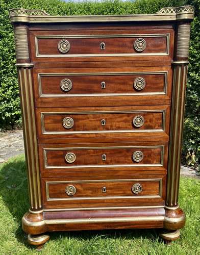 Small brass inlaid commode