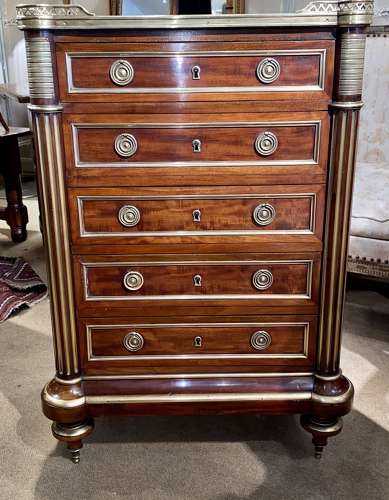 Small brass inlaid commode