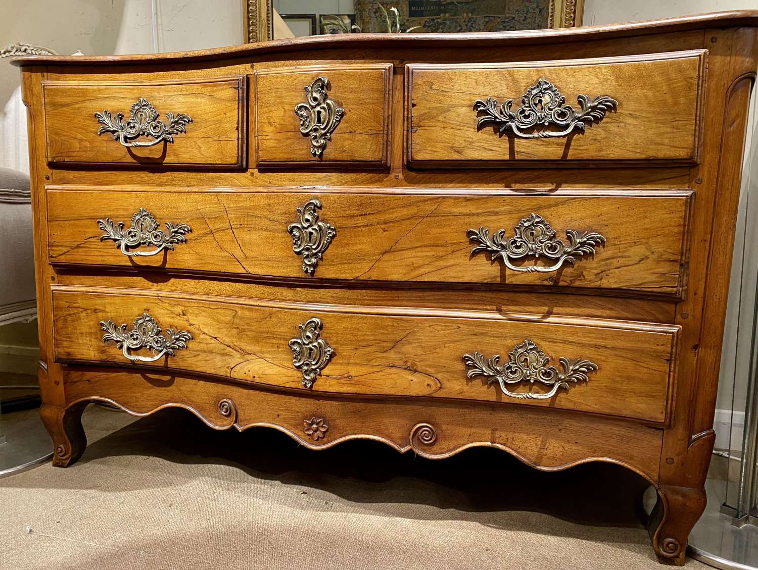 18th Century Serpentine fronted commode