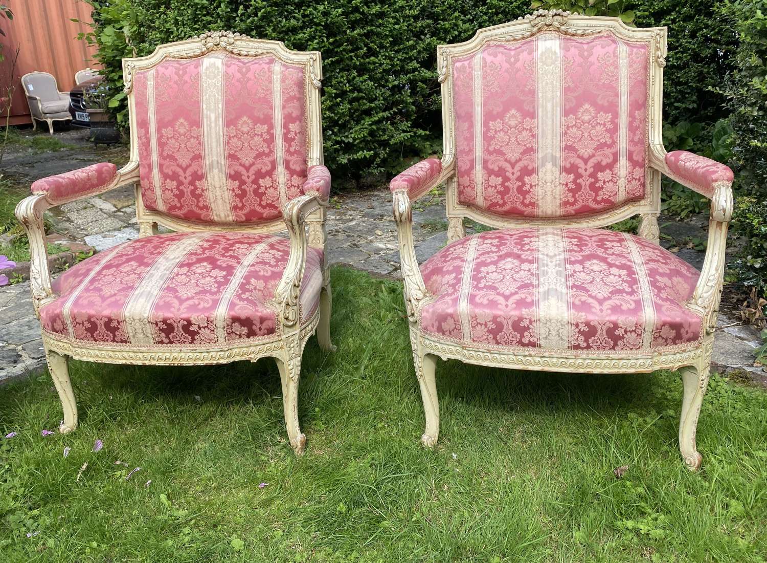 Pair of large painted armchairs