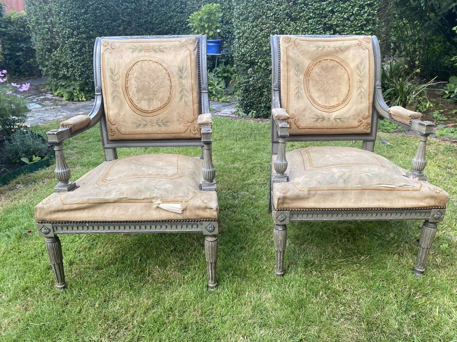 Pair of Directoire style armchairs