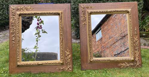 Pair of oak and gilt mirrors