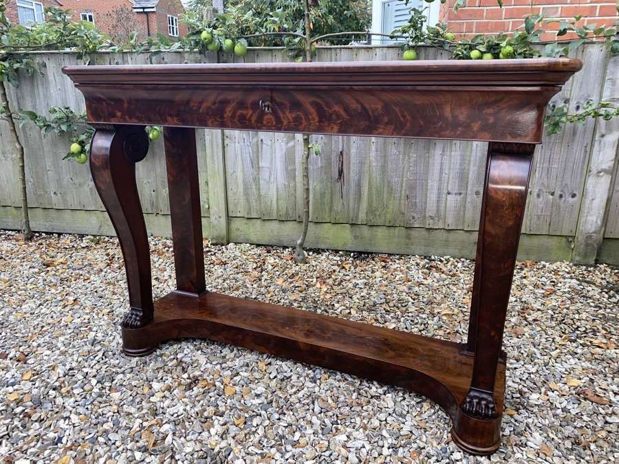 Large flame mahogany console table