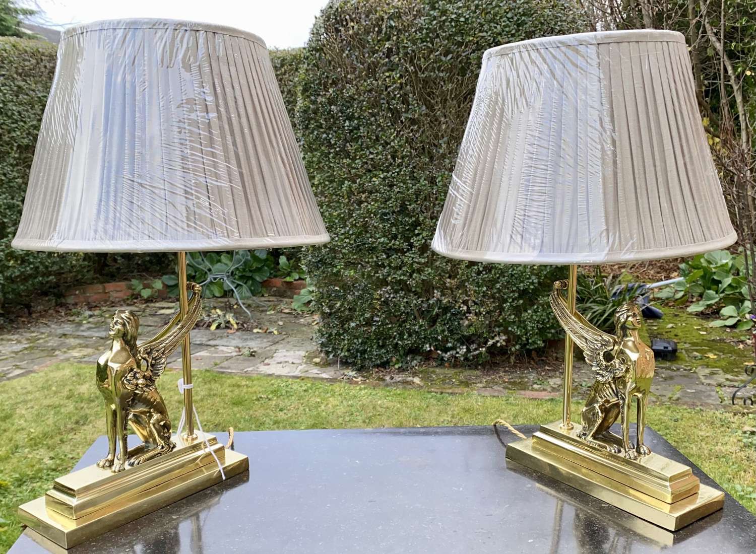 Pair of 18th Century sphinx lamps
