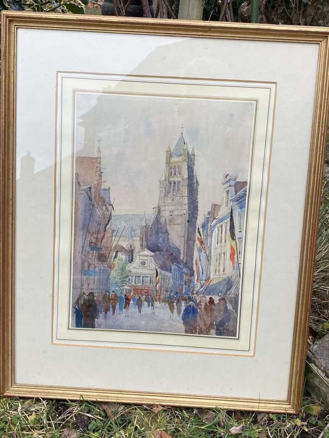 Watercolour study of Bruges 1931
